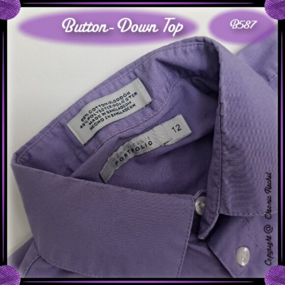 Purple Long-Sleeve Button-Down Dress Shirt - Picture 4 of 4
